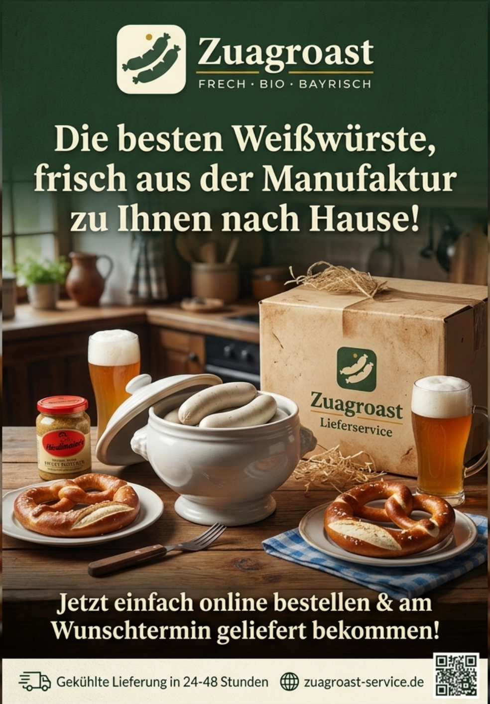 Mit Ideogram erstelltes Werbeposter für Zuagroast