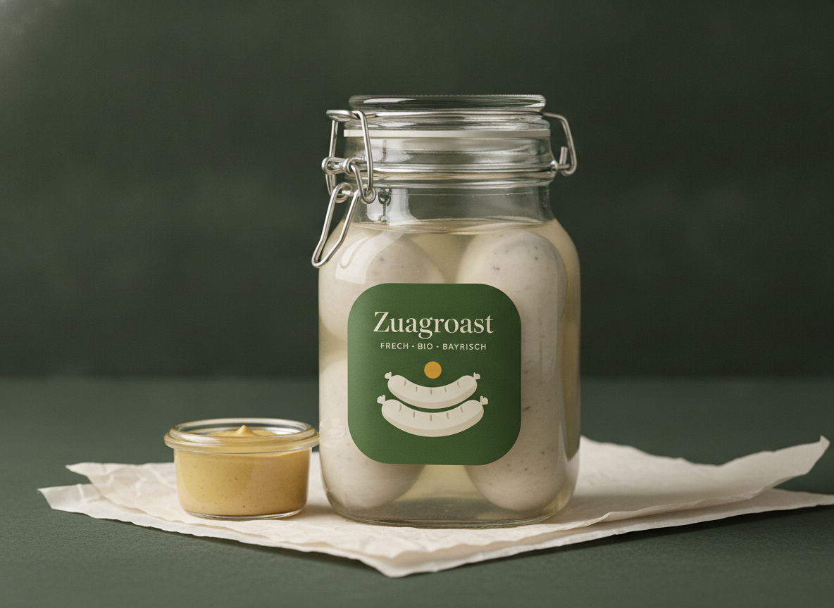 Zuagroast-Weißwurst im gebrandeten Bügelglas